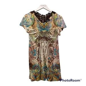 Apt 9 Y2K V Neck Tunic Blouse | Size Medium | Short Sleeve